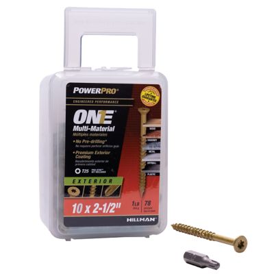 Image showing  #10 x 2-1/2 in. Power Pro ONE Flat Exterior Multi-Material Screws, Bronze, 78-Pack