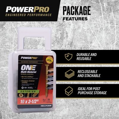 Image showing  #10 x 2-1/2 in. Power Pro ONE Flat Exterior Multi-Material Screws, Bronze, 78-Pack