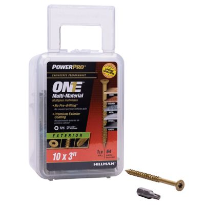 Image showing  #10 x 3 in. Power Pro ONE Flat Exterior Multi-Material Screws, Bronze, 64-Pack