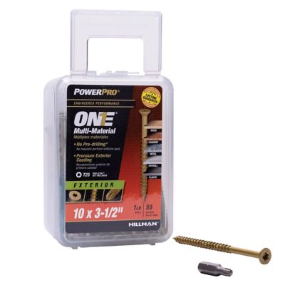 Image showing  #10 x 3-1/2 in. Power Pro ONE Flat Exterior Multi-Material Screws, Bronze, 55-Pack