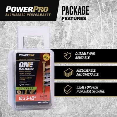 Image showing  #10 x 3-1/2 in. Power Pro ONE Flat Exterior Multi-Material Screws, Bronze, 55-Pack
