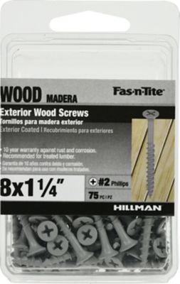 Hillman #8 x 1-1/4 in. Fas-N-Tite Exterior Coated Wood Screws, 75-Pack