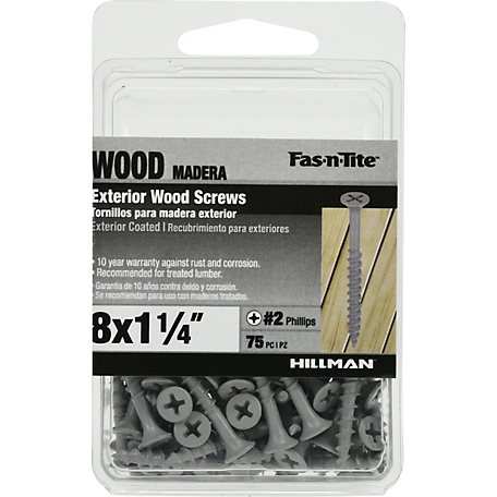 Hillman Fas-N-Tite Exterior Coated Wood Screws (#8 x 1-1/4in.) -75 Pack
