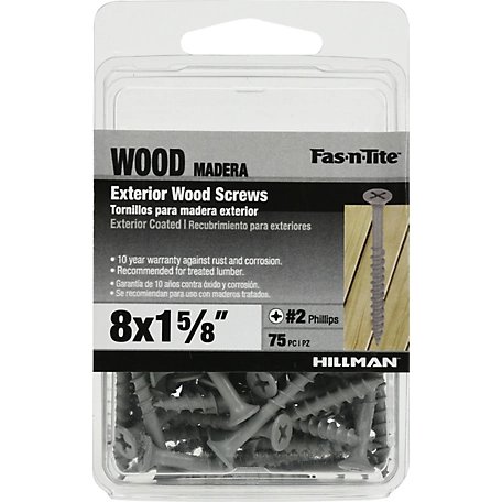Hillman Fas-N-Tite Exterior Coated Wood Screws (#8 x 1-5/8in.) -75 Pack