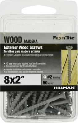 Hillman #8 x 2 in. Fas-N-Tite Exterior Coated Wood Screws, 50-Pack