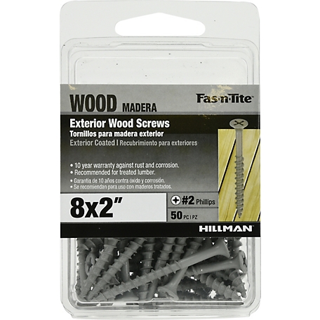 Hillman Fas-N-Tite Exterior Coated Wood Screws (#8 x 2in.) -50 Pack
