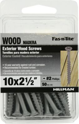 Hillman Fas-N-Tite Exterior Coated Wood Screws (#10 x 2-1/2in.) -50 Pack