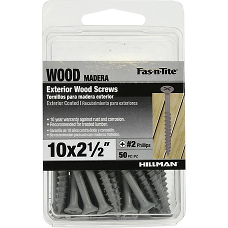 Hillman Fas-N-Tite Exterior Coated Wood Screws (#10 x 2-1/2in.) -50 Pack