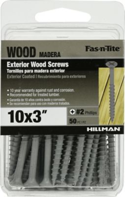 Hillman Fas-N-Tite Exterior Coated Wood Screws (#10 x 3in.) -50 Pack