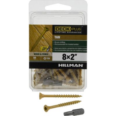 Hillman Brown Deck Screws - 8x2 Inch Square Drive Ceramic Coated Screws For Pressure Treated Wood (25-Pack)
