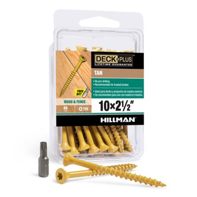 GooBetter 500pcs #9 X 2-1/2" Deck Screws – T25 Torx Drive – Self Tapping – Tan Coated – Wood Decking & Fencing