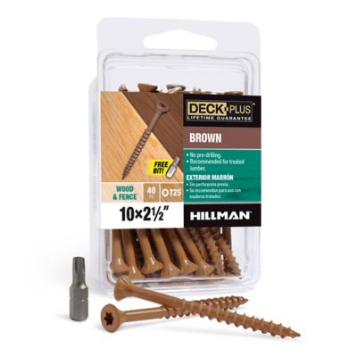 Hillman #10 x 2-1/2 in. Deck Plus Deck Screws, Brown, 40-Pack