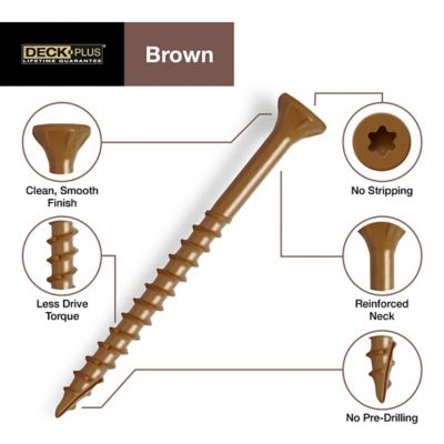 Image showing  #10 x 2-1/2 in. Deck Plus Deck Screws, Brown, 40-Pack