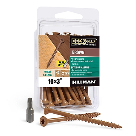 Hillman Deck Plus Brown Deck Screws (#10 x 3in.) -40 pk., 42594