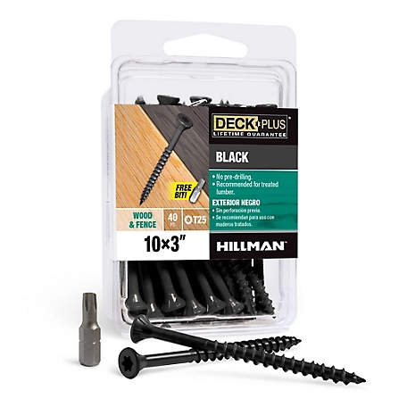 Hillman Deck Plus Black Deck Screws (#10 x 3in.) -40 Pack