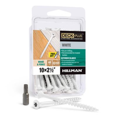 Hillman Deck Plus White Deck Screws (#10 x 2-1/2in.) -40 Pack