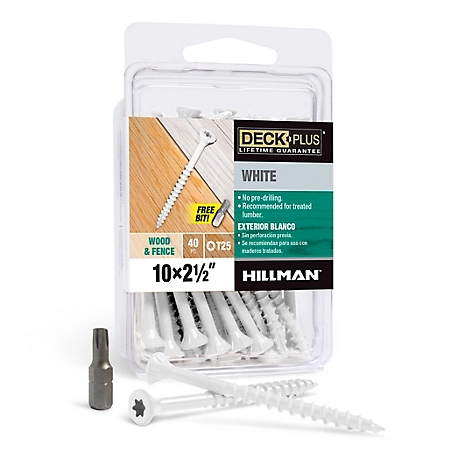 Hillman Deck Plus White Deck Screws (#10 x 2-1/2in.) -40 Pack