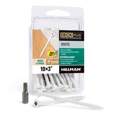 Hillman Deck Plus White Deck Screws (#10 x 3in.) -40 Pack