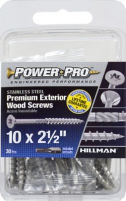 Hillman Power Pro Premium 305 Stainless Steel Wood Screws (#10 x 2-1/2in.) -30 Pack