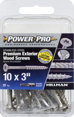 Image showing  #10 x 3 in. Power Pro Premium 305 Stainless Steel Wood Screws, 25-Pack