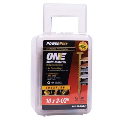 Hillman Power Pro ONE Wafer-Head Yellow Zinc Interior Multi-Material Screws (#10 x 2-1/2in.) -1lb