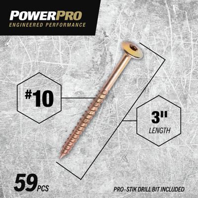 Image showing  #10 x 3 in. Power Pro ONE Wafer-Head Yellow Zinc Interior Multi-Material Screws, 59-Pack