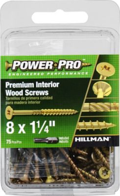 Hillman #8 x 1-1/4 in. Power Pro Premium Interior Wood Screws, 75-Pack