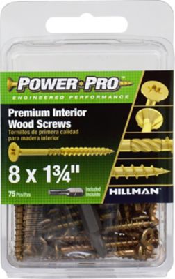 Hillman Power Pro Premium Interior Wood Screws (#8 x 1-3/4in.) -75 Pack