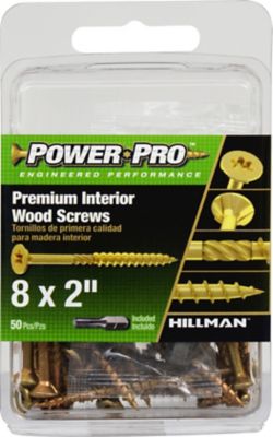 Hillman Power Pro Premium Interior Wood Screws (#8 x 2in.) -50 Pack