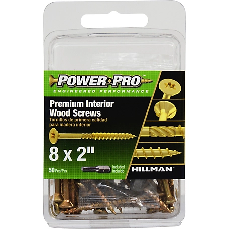 Hillman Power Pro Premium Interior Wood Screws (#8 x 2in.) -50 Pack