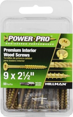 Hillman Power Pro Premium Interior Wood Screws (#9 x 2-1/2in.) -50 Pack