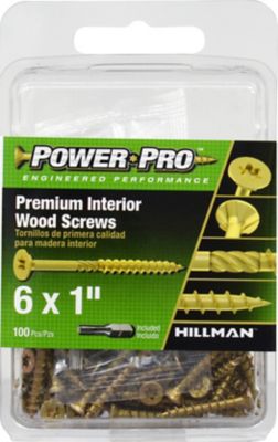 Hillman Power Pro Premium Interior Wood Screws (#6 x 1in.) -100 Pack