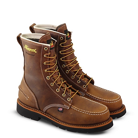 Thorogood USA Moc Toe Waterproof Safety Wedge Work Boots, 8 in.