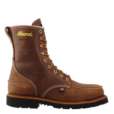 Image showing 1 th Thorogood Men's Moc Toe USA Waterproof Safety Wedge Work Boots, 8 in.