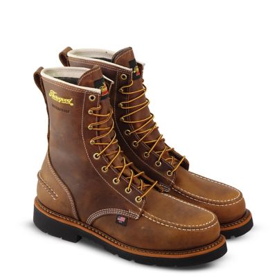 Thorogood Men's Moc Toe USA Waterproof Safety Wedge Work Boots, 8 in.