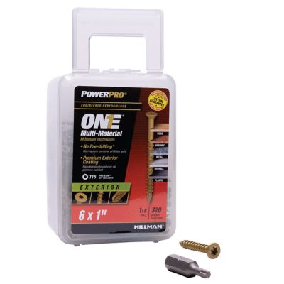 Image showing  #6 x 1 in. Power Pro ONE Flat Exterior Multi-Material Screws, Bronze, 320-Pack