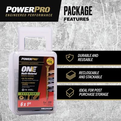 Image showing  #6 x 1 in. Power Pro ONE Flat Exterior Multi-Material Screws, Bronze, 320-Pack