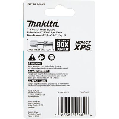 Image showing  Impact XPS T15 Torx 2 in. Power Bits, 5 pc.