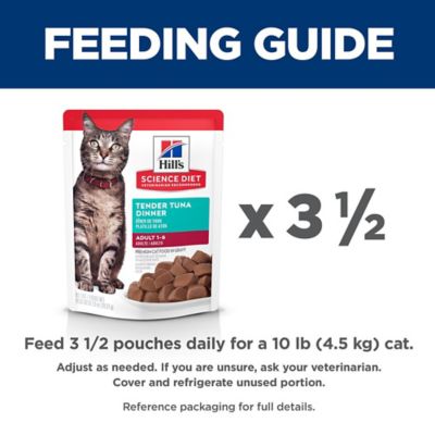 Image showing 5 th Hill's Science Diet Adult Cat Food, Tender Tuna Dinner, Pouch, 2.8 oz.