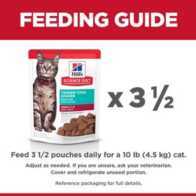 Image showing 6 th Hill's Science Diet Adult Cat Food, Tender Tuna Dinner, Pouch, 2.8 oz.