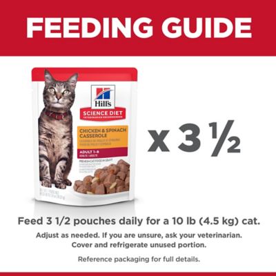 Image showing 6 th Hill's Science Diet Adult Cat Food, Chicken & Spinach Casserole, Pouch, 2.8 oz.