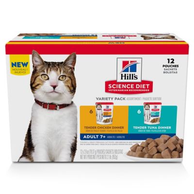 Hill's Science Diet Adult 7+ Tender Dinner Variety Pack Cat Food, 2.8 oz. Pouch, Case of 12 Love this for for my cat! He has been on it since he was little, I have been a fan of this food for a long time