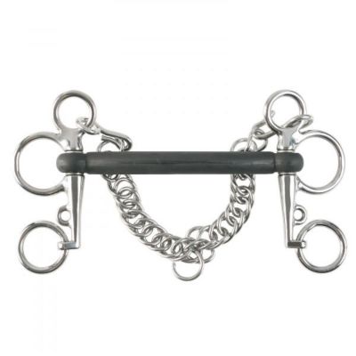 Horze 2 in. Rubber Mullen Mouth Pelham Bit, 125 mm Mouthpiece