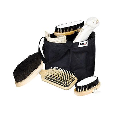 Horze Wooden Horse Grooming Tools and Tote