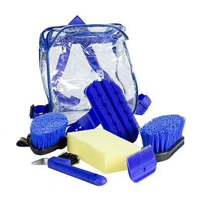 Horze Soft-Grip Horse Grooming Backpack Set