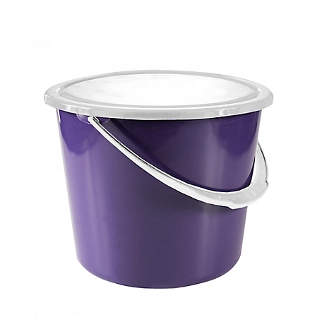 Horze 2 gal. Stable Bucket with Cover, Purple