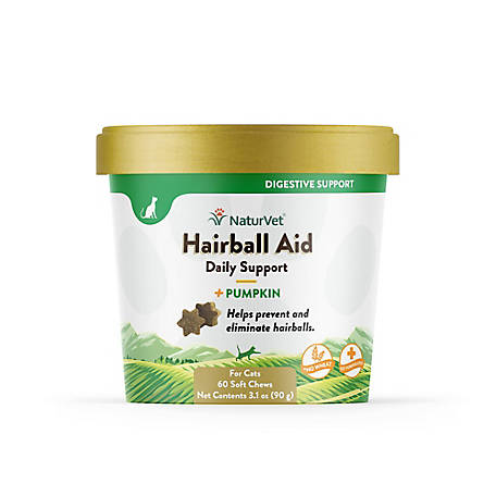 NaturVet Hairball Aid Plus Pumpkin Cat Treats, 60 ct.