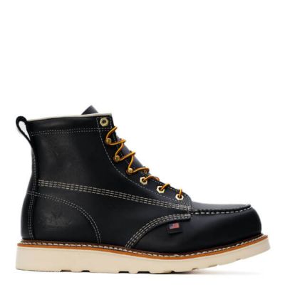 Image showing  Men's Moc Toe USA Wedge Black Work Boots, Oil-Tanned Leather, 6 in.