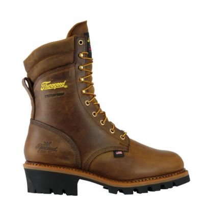 Thorogood Men's Steel Toe USA Insulated Safety Logger Waterproof Work Boots, Storm Welt Construction, 9 in.