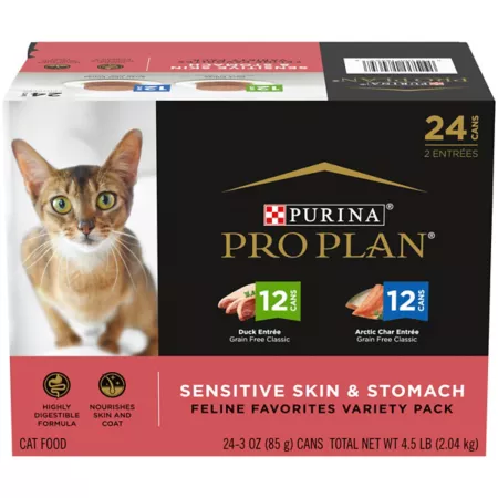 Purina Pro Plan Focus Adult Sensitive Skin and Stomach Duck and Char Wet Cat Food 3 oz Pack of 24 Cans Wet Cat Food